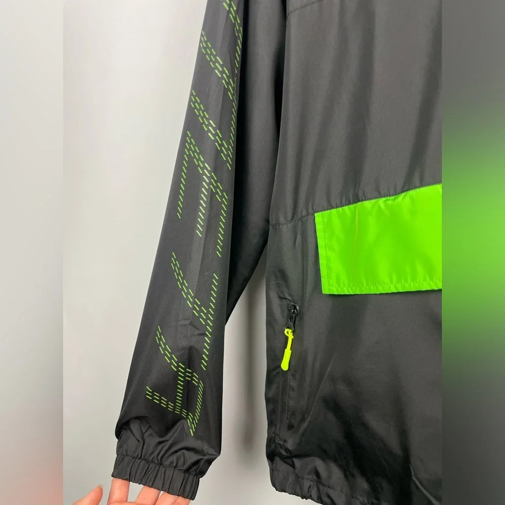 Meta Black Green‎ Coding Coder Pullover Hooded Multipocket Windbreaker Jacket - Picture 5 of 10